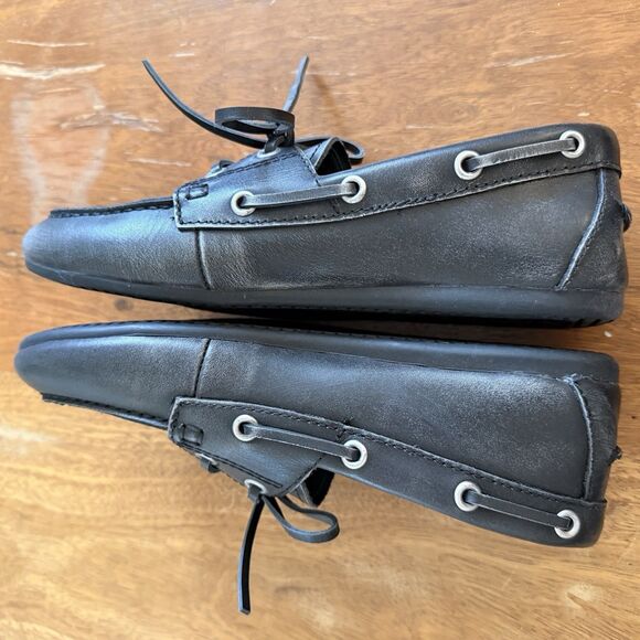 Bibi Lou Anthropologie Boat Shoes Sz EU 37 US 6-6.5 Black Leather Lace Up - Picture 7 of 10